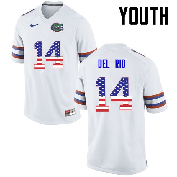 Florida Gators Youth #14 Luke Del Rio College Football Jersey USA Flag Fashion White